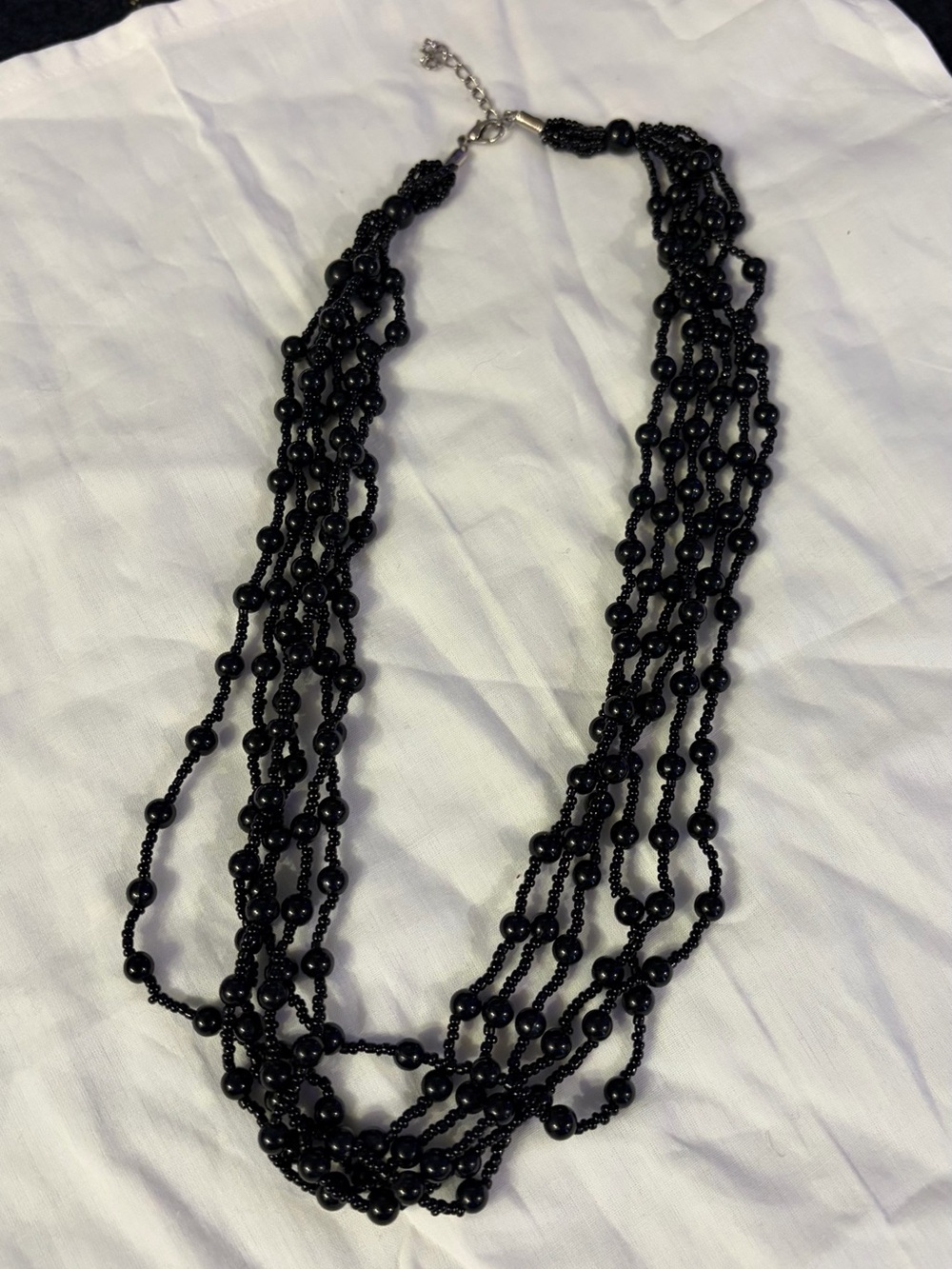Gothic/Victorian Style Black Beaded Multi-strand Necklace